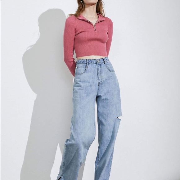 NWT J.ING Pink Basic Zip Up Sweater - Flamingo - Picture 15 of 15